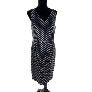 The Limited Polka-Dot V-Neck Sheath Dress, Black/Gray Size 10 Tall